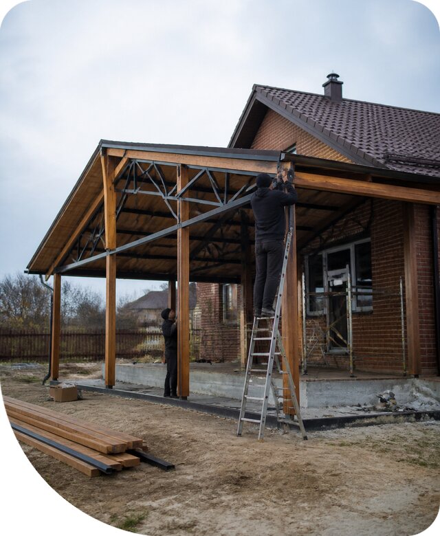 Пристройка навеса к дому и участку в Орске под ключ